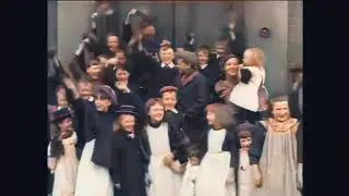 Leek Silk Mill 1901 - Children Waving