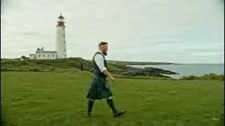 Scotsman Walking On Buchan Ness Island On History Visit To Aberdeenshire Scotland