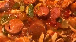 OLD SCHOOL SHRIMP,SAUSAGE AND CRAB CREOLE