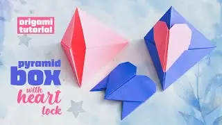 Origami Pyramid Box with Heart Lock | How to Make Paper Gift Bag | Easy Tutorial