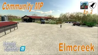 ComMOOnity COWS - FS22 Community Server - Elmcreek Ep.  2 - Cow set up & teamwork planting!