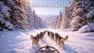 10 Minutes Dog Sled Sounds ❄️ Husky Team Through Snowy Forest