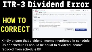 ITR 3 Dividend Error FY 2024-25 II How to rectify the Dividend Error in ITR-3 II