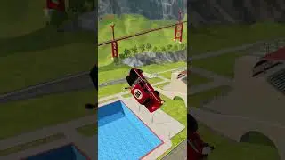 Vintage racing car jumps into empty swimming pool   BeamNG drive part 13