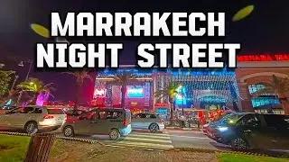 Night Walking Tour in Marrakech 4K | Natural City Sounds