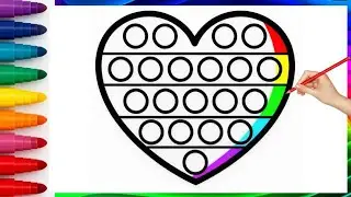 Rainbow Heart Pop It Drawing, Step by step Drawing for Kids | How to Draw Easy Heart Pop It