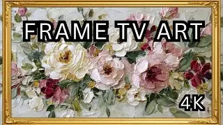 Modern Floral Palette Knife Art | 4K Relaxing Frame TV Slideshow | Frame TV Art