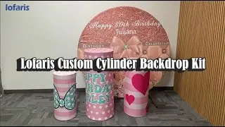 Deocr with Lofaris! ✨💗Rose Gold Glitter Custom Name Round Backdrop🎂Cylinder Cake Table