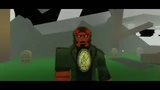 Hellboy meets lobster Johnson scene