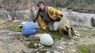 Beeswaxed Canvas Parka,  Backpack, and Wool Sleeping Bag Demo
