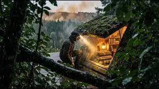 Building a Hidden Sanctuary After the Fire (ASMR) | Warm Luxury Tiny Cabin