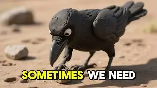 A thirsty crow finds a pitcher with little water.