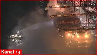 A fierce fire broke out on a container ship in  Port of Los Angeles, US