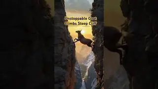 Fearless Mountain Goat Conquers Steep Cliff with Unstoppable Mastery! 🐐💨🌄👑