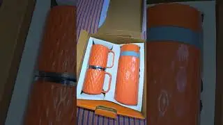 Cello Puro SIP Coffee Set  Insulated Tuff Flask and Stainless Steel Orange Mugs  (Pack of 3)
