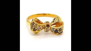 Fancy Colored Diamonds 1.15ct Solid 14K Yellow Gold Bowtie Ring