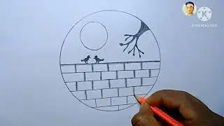 How to draw love birds scenery with pencil 🤩