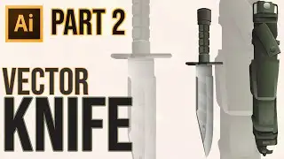 Adobe Illustrator Tutorial | How to Draw Military Knife And Sheath Vector Part 2