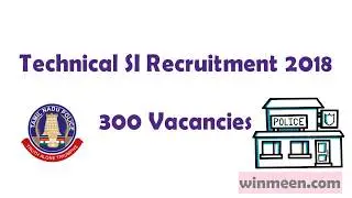 Tamilnadu TNUSRB Technical SI recruitment 2018 300 Vacancies