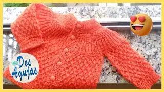 COMO TEJER CARDIGAN PARA BEBÉS DE 9 A 12 MESES EN DOS AGUJAS PARA ZURDOS PASO A PASO - PARTE 1