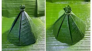 งานใบตอง การประดิษฐ์กรวยครอบอาหาร