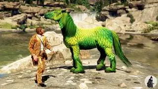 Arthur Morgan Tames the Fabulous Emerald Scales Verdrax Horse at the Waterfall 🐎💚🌊