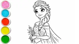 Cute Elsa Frozen Drawing for kids, Painting & Coloring for kids, Toddlers | Let's Draw Together