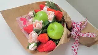 🍓🌹🍏 Ramo de Frutas: Manzanas y Fresas 🌷🍏🍓