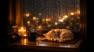Comfy Cat by the Window 🐱☔ Cozy Lo-Fi Beats, Rain & Warm Night