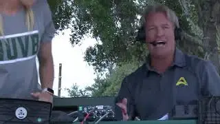 *Blooper* post-match interview - Coach climbs over desk!