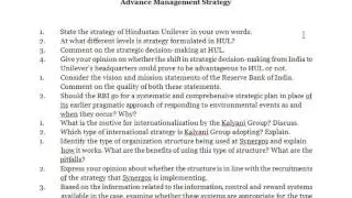 Advance Management Strategy - Comment on the strategic decision-making at HUL.