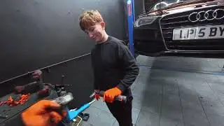 Teen Takes On Brake Job for the First Time &mdash; Learning Step by Step