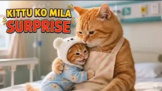 Kittu ko mila surprise gift 😍| billi | Cute cat| mom and cat #billi#kittucat