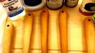 Wood spoons treated with walnut oil,  mineral oil,  coconut oil and other oils.