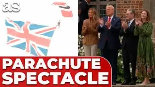 Trump's PRICELESS REACTION to PARACHUTE DISPLAY alongside STARMER and MELANIA