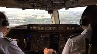 British Airways 767 landing at LHR cockpit&nbsp;view