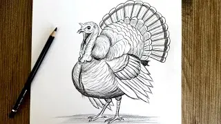 How to Draw a Turkey for Thanksgiving / Step by Step Pencil Drawing Tutorial 