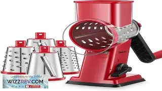 Geedel Rotary Cheese Grater Upgraded Vegetable Shredder with 4 Interchangeable Blades