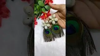 DIY peacock feather 🪶 earrings #shorts #peacock  #youtubeshorts #tutorial #diy #treanding #craft
