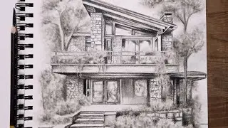 Charcoal Drawing || House Drawing || Timelapse Art