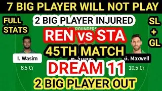 REN vs STA Dream 11 Team Prediction || REN vs STA Dream 11 Team Analysis 45th Match || Pitch Report