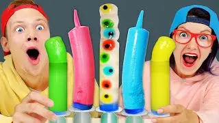 ASMR RAINBOW DESSERTS FROZEN NIK L NIP COLOR ICE CREAM 무지개 디저트 얼린 닉클립 아이스크림 먹방 EATING SOUNDS MUKBANG