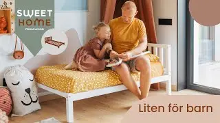 Montessori barns&auml;ng p&aring; ben med s&auml;nggavel i massivt tr&auml; - S&auml;ker, h&aring;llbar & skandinavisk design