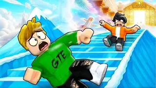 We Went To Heaven Through Slippery Stairs In Roblox !!!