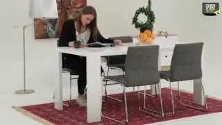 R&Ouml;NNE Bord Vit + 4 VISKAN Stol Gr&aring; Furniturebox