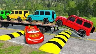 Flatbed Truck Mcqueen  |  Transportation with Truck - Porthole vs Car #36  -  BeamNG.Drive