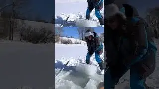 Wow! GIRL makes FIRE from ICE🔥🧊#camping #survival #bushcraft #outdoors #lifehack