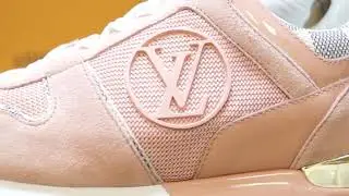 LOUIS VUITTON Run Away Sneakers Damier Azur Suede Size 36/1.2 Pink REVIEW |PRE-OWNED