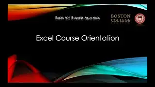Excel Course Orientation