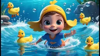Four Little Ducks Swim in the Pond | Fun Counting Song for Kids | Playful Pond Adventure Rhyme
